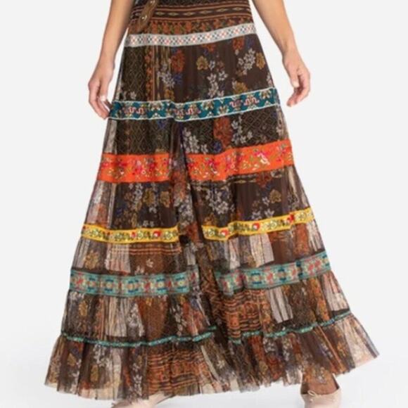 Johnny Was Wilhelmena Tiered Mesh Skirt multi colored XL - Picture 14 of 14